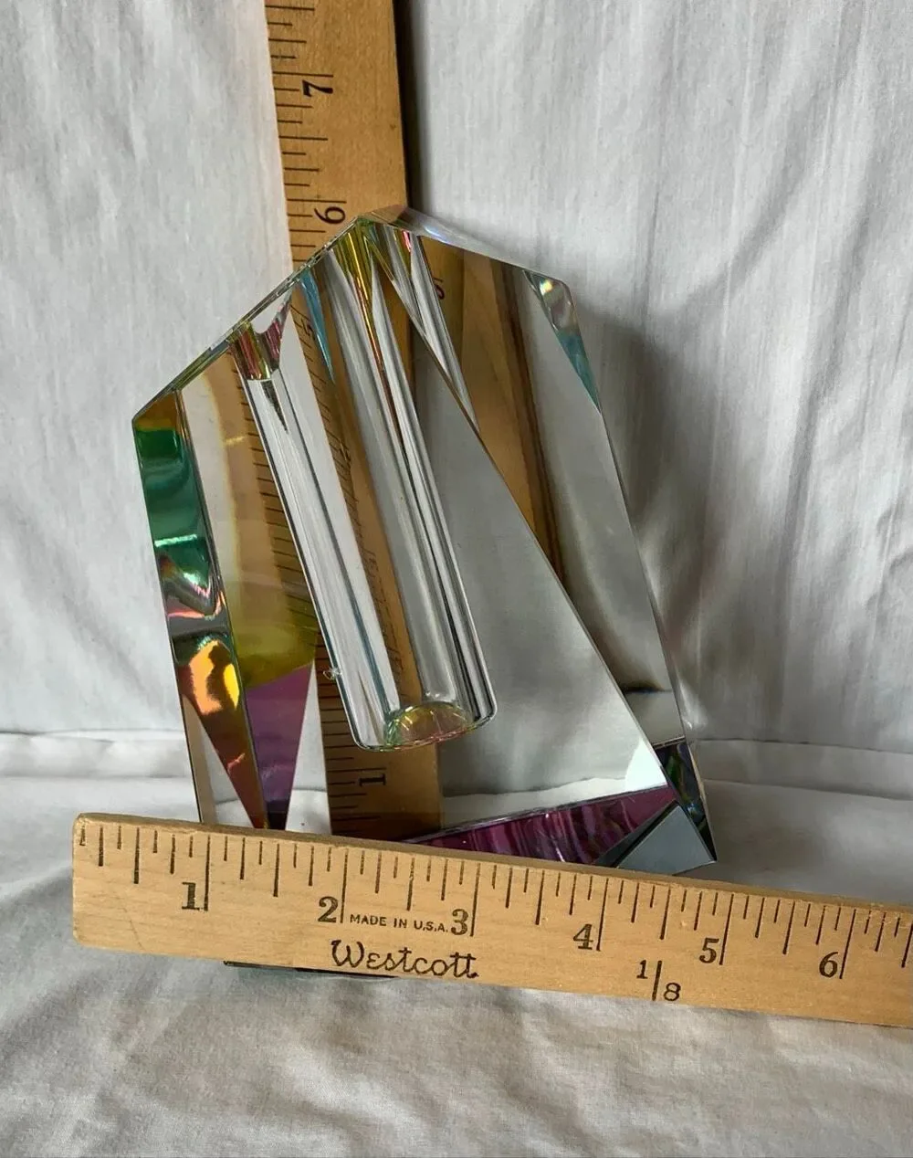Fundamental Berlin Regenbogen Hand-Cut Lead Crystal Rainbow Prism Art Glass VASE